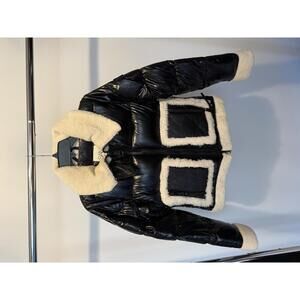 Sam Black Puffer Jacket with Cream Sherpa Trim